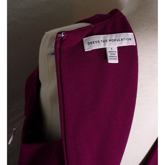 DRESS THE POPULATION Catalina Fit & Flare Dress Dark Magenta Large (8-10) - Picture 9 of 9